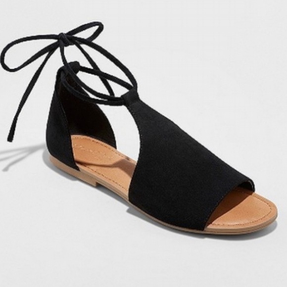 Lace-up sandals black size 10 - Picture 1 of 7